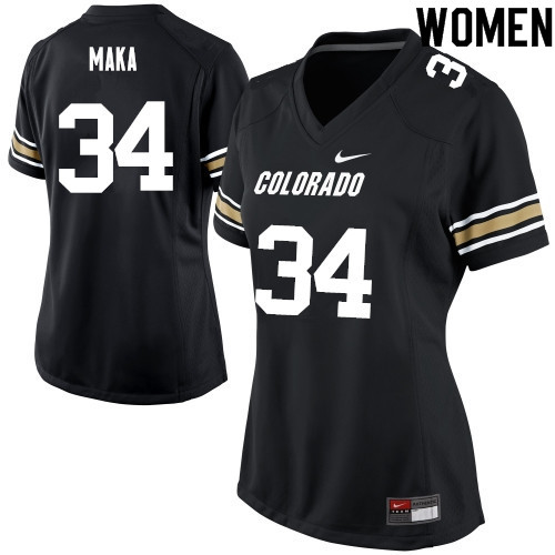 Women #34 Pookie Maka Colorado Buffaloes College Football Jerseys Sale-Black